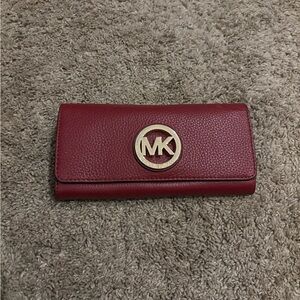 Michael Kors Burgundy Wallet with Gold Logo